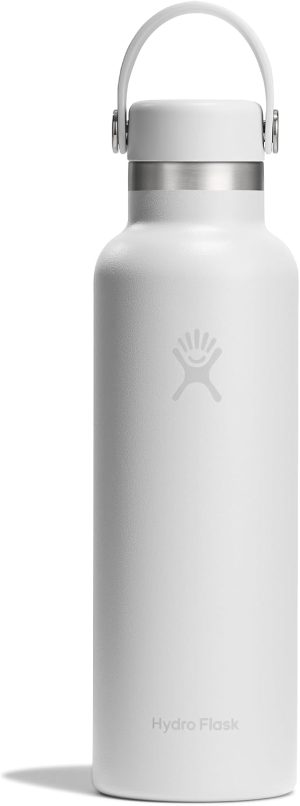 Hydro Flask Water Bottle - Insulated Stainless Steel - Non Spill. Leakproof in 21 Oz Tonal White