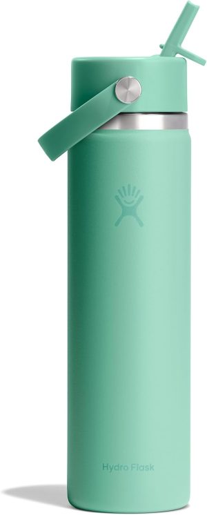 Hydro Flask Water Bottle - Insulated Stainless Steel - Wide Straw Lid. Non Spill. Leakproof in 24 Oz Mermaid Green